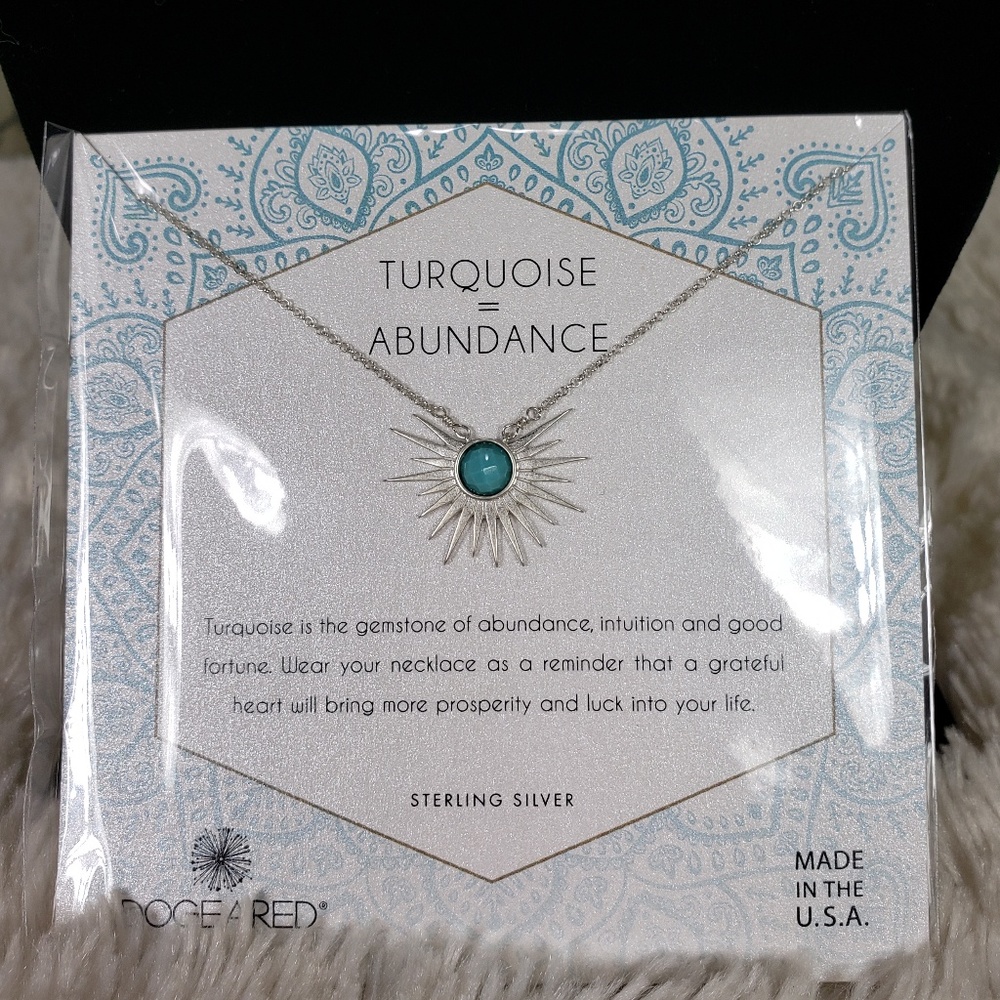 Detailed Sun Rays Pendant with Turquoise Stone